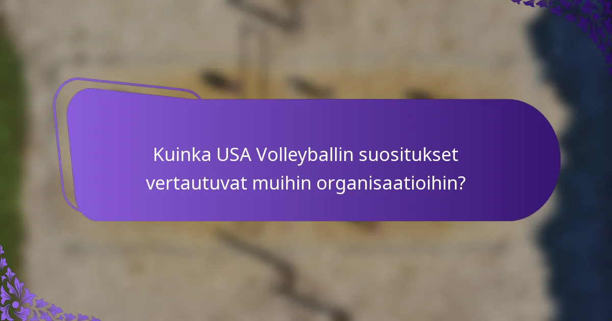 Kuinka USA Volleyballin suositukset vertautuvat muihin organisaatioihin?