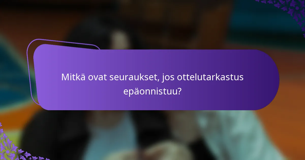 Mitkä ovat seuraukset, jos ottelutarkastus epäonnistuu?